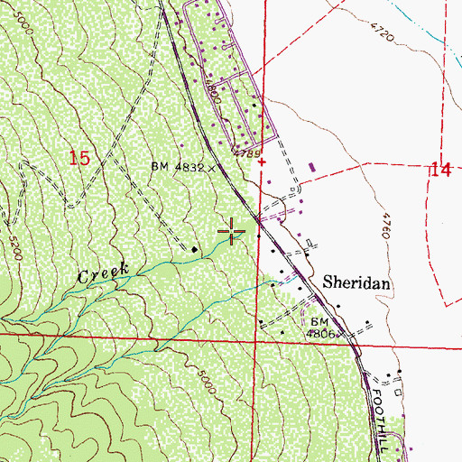 Topographic Map of Sheridan Creek, CA