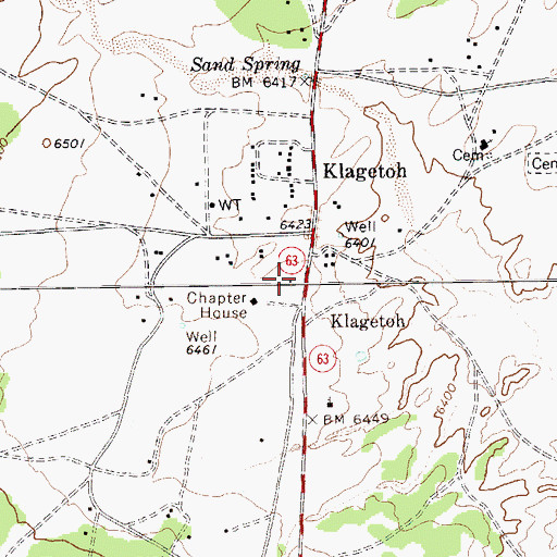 Topographic Map of Ganado Fire District Klagetoh Station, AZ