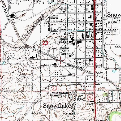 Topographic Map of Snowflake Fire Department, AZ