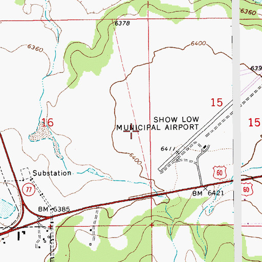 Topographic Map of Show Low Fire Department Station 3 Airport, AZ