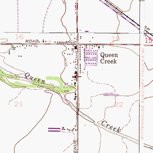 Topographic Map of Queen Creek Fire Department Station 411, AZ