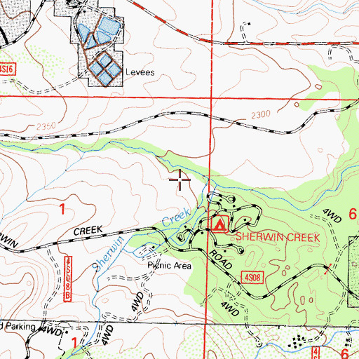 Topographic Map of Sherwin Creek, CA