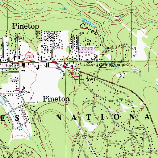 Topographic Map of Pinetop Fire Department Station 11, AZ