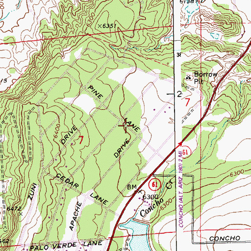 Topographic Map of Concho Volunteer Fire Department, AZ