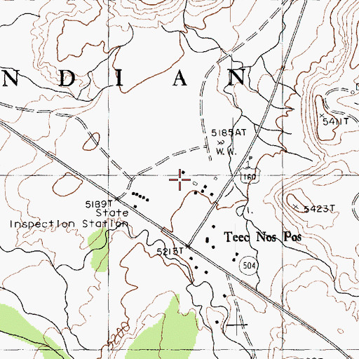 Topographic Map of Teec Nos Pos Ambulance Service, AZ