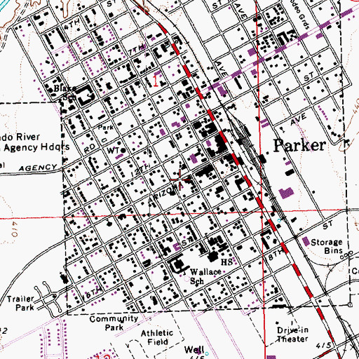 Topographic Map of Parker Fire Department, AZ