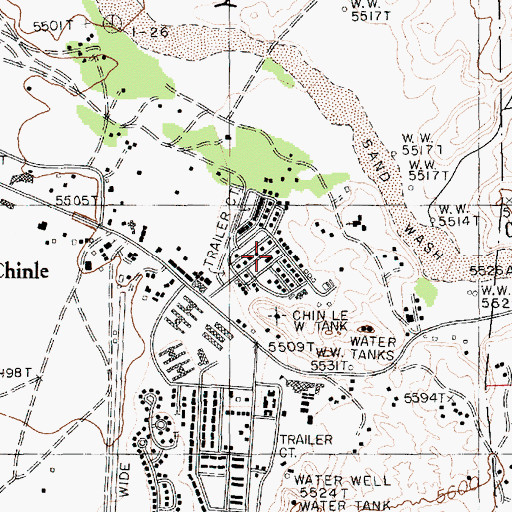Topographic Map of Chinle Ambulance Services, AZ