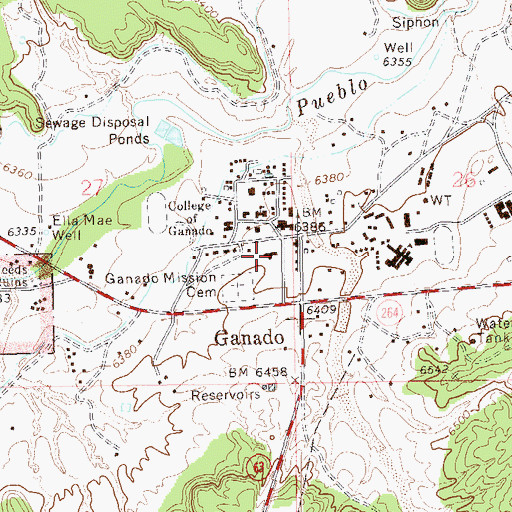 Topographic Map of Ganado Ambulance Service, AZ