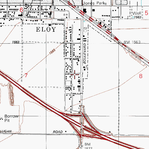Topographic Map of Eloy Fire District Station 521, AZ