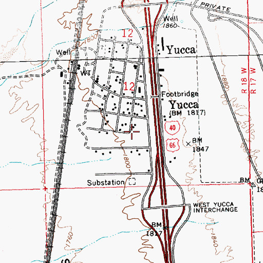 Topographic Map of Yucca Fire Department, AZ