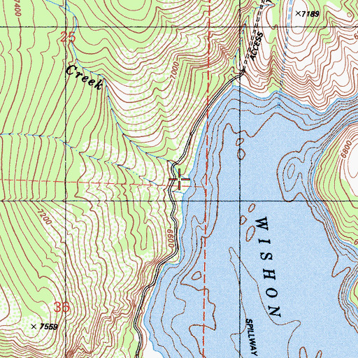 Topographic Map of Short Hair Creek, CA