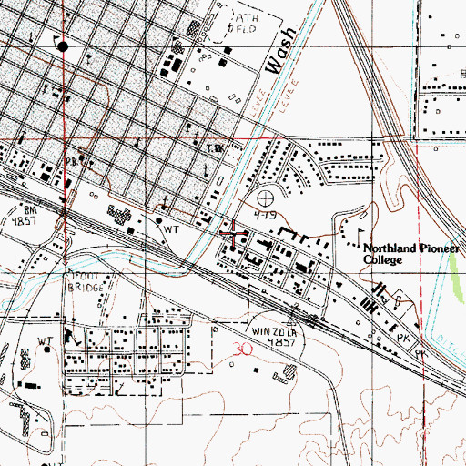 Topographic Map of Winslow Fire Department, AZ