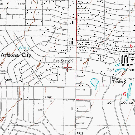 Topographic Map of Arizona City Fire District, AZ
