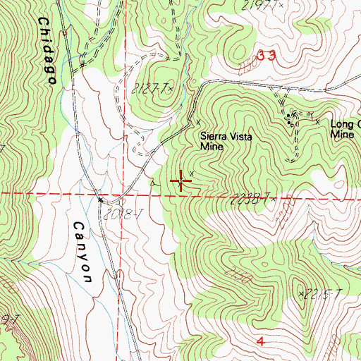 Topographic Map of Sierra Vista Mine, CA