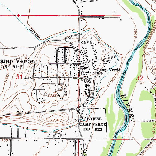 Topographic Map of Camp Verde Fire District Station 81, AZ