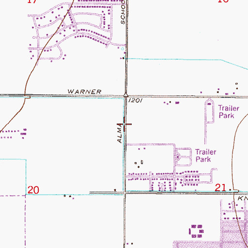 Topographic Map of Chandler Fire Department Station 2, AZ
