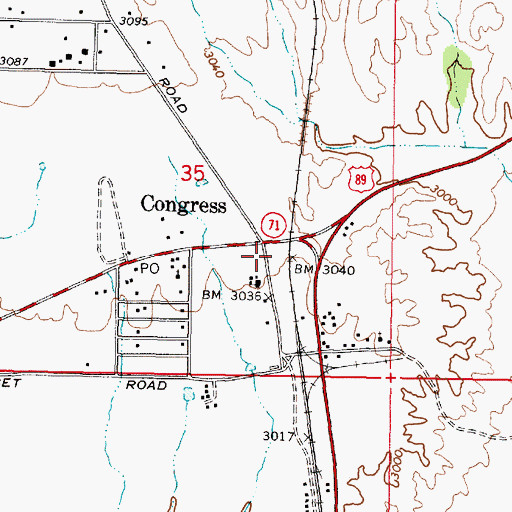 Topographic Map of Congress Fire Station, AZ