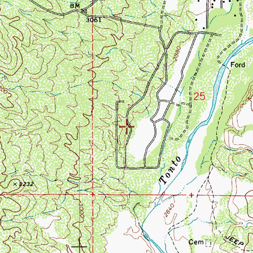 Topographic Map of Gisela Valley Volunteer Fire Department, AZ
