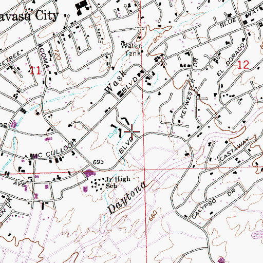 Topographic Map of Lake Havasu City Fire Department Station 1, AZ