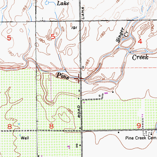 Topographic Map of Singer Creek, CA