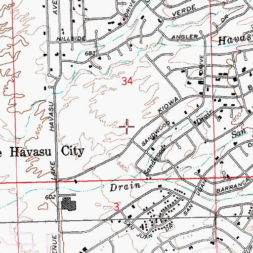 Topographic Map of Lake Havasu City Fire Department Station 2, AZ