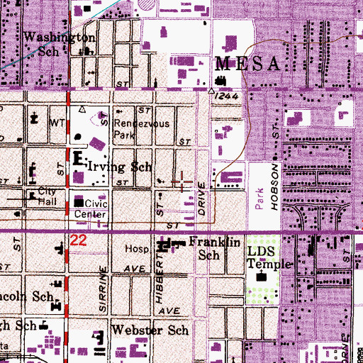 Topographic Map of Mesa Fire Department Station 201, AZ