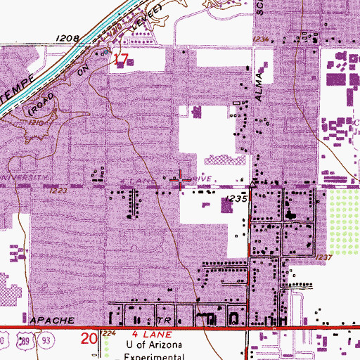 Topographic Map of Mesa Fire Department Station 203, AZ