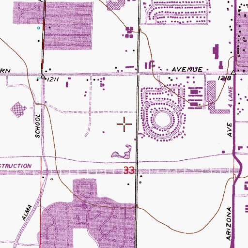 Topographic Map of Mesa Fire Department Station 204, AZ