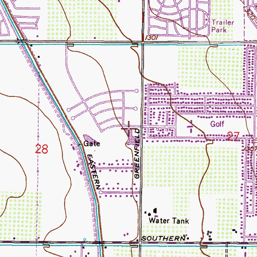Topographic Map of Mesa Fire Department Station 205, AZ