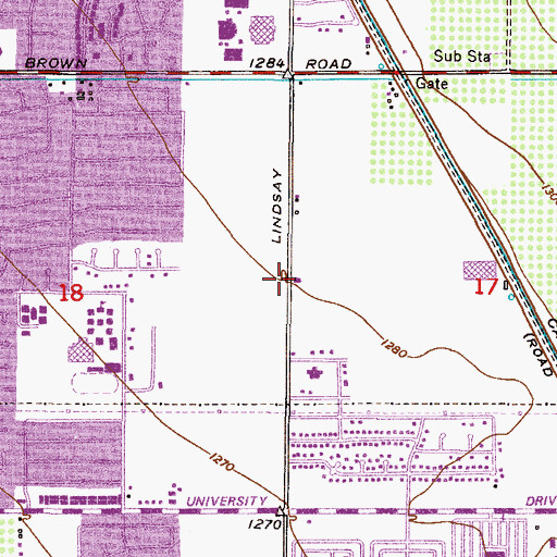 Topographic Map of Mesa Fire Department Station 206, AZ