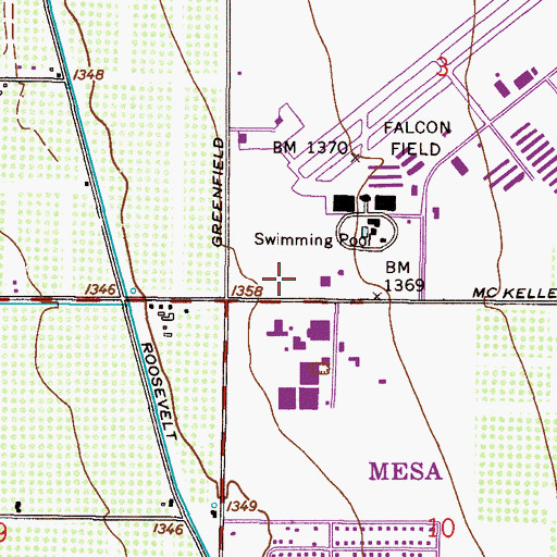 Topographic Map of Mesa Fire Department Station 208, AZ