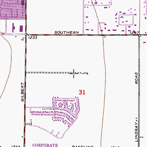 Topographic Map of Mesa Fire Department Station 210, AZ
