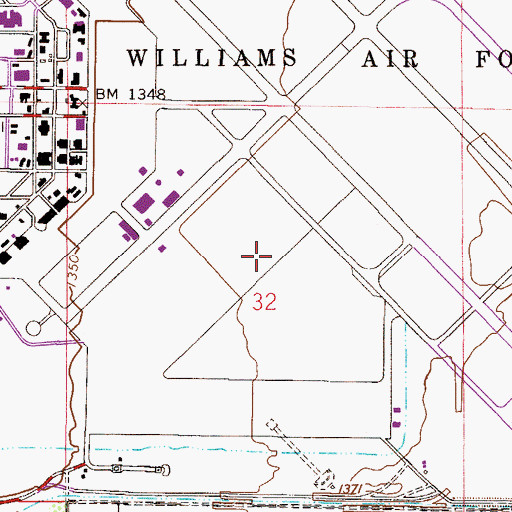 Topographic Map of Mesa Fire Department Station 215, AZ