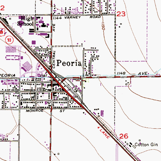 Topographic Map of Peoria Fire Department Station 191, AZ