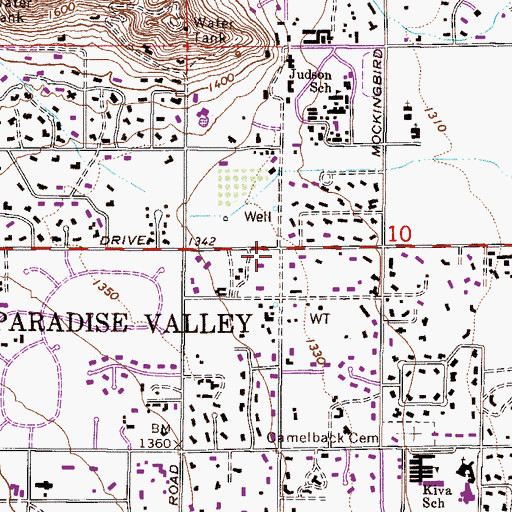 Topographic Map of Phoenix Fire Department Paradise Valley Station 92, AZ