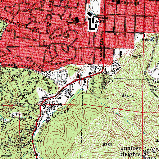 Topographic Map of Prescott Fire Department Station 71, AZ