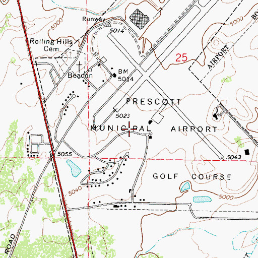 Topographic Map of Prescott Fire Department Station 73, AZ