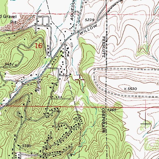 Topographic Map of Prescott Fire Department Station 74, AZ