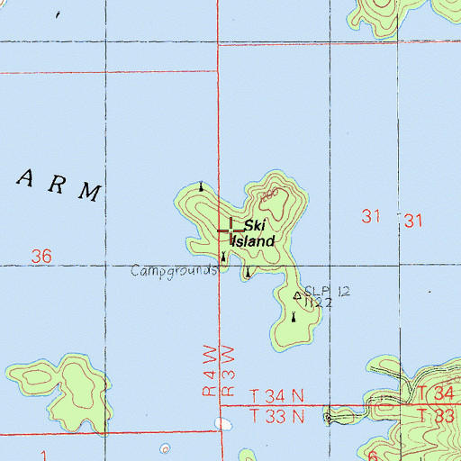 Topographic Map of Ski Island, CA