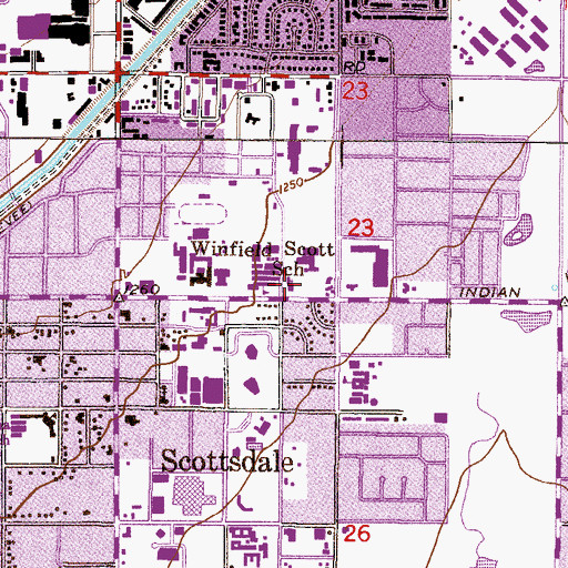 Topographic Map of Scottsdale Fire Department Station 2 Downtown Scottsdale, AZ