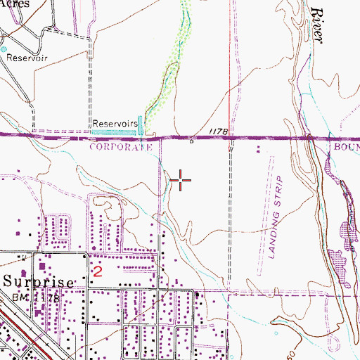 Topographic Map of Surprise Fire Department Station 301, AZ