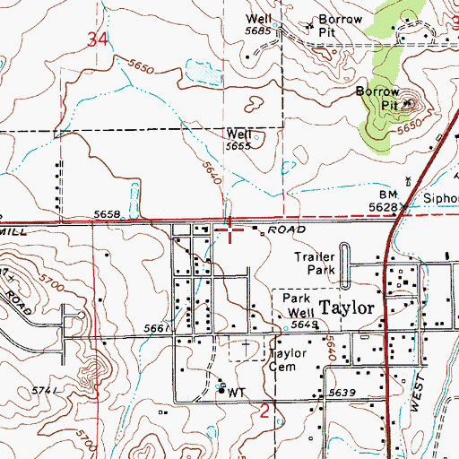 Topographic Map of Taylor Fire Department, AZ