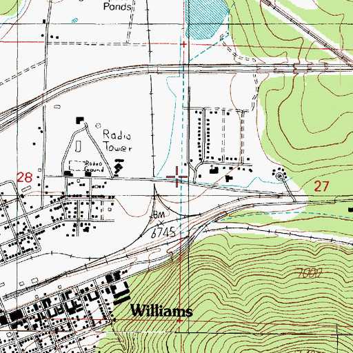 Topographic Map of Williams Fire Department, AZ