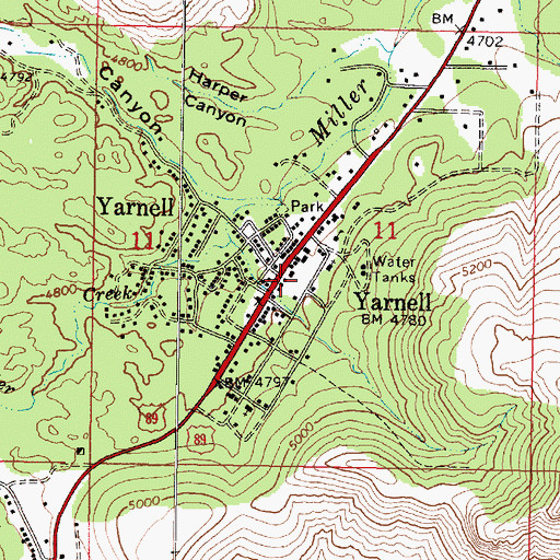 Topographic Map of Yarnell Fire Department, AZ