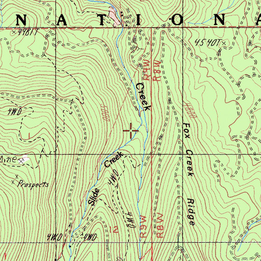 Topographic Map of Slide Creek, CA
