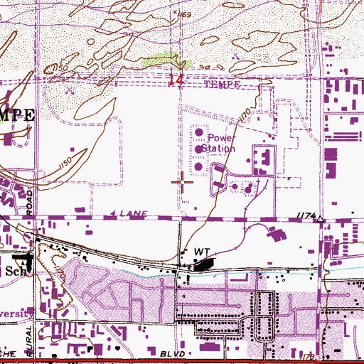 Topographic Map of Tempe Fire Department Training Center, AZ