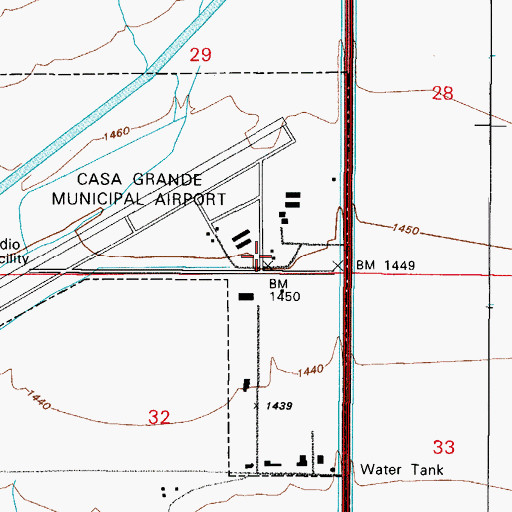 Topographic Map of Casa Grande Fire Department Station 3, AZ