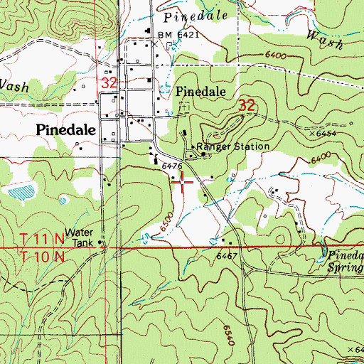 Topographic Map of Clay Springs - Pinedale Fire Department, AZ
