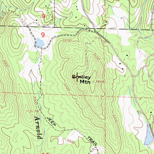 Topographic Map of Smiley Mountain, CA