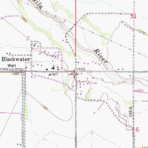 Topographic Map of Gila River Indian Community Fire Department Station 421 Blackwater, AZ